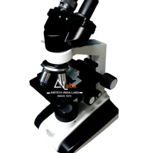 Professional inclined binocular microscope for laboratory research.