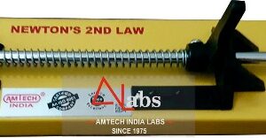 Newton's Second Law Demonstration Model manufactured by Amtech India for physics laboratory experiments and force, mass, and acceleration demonstrations